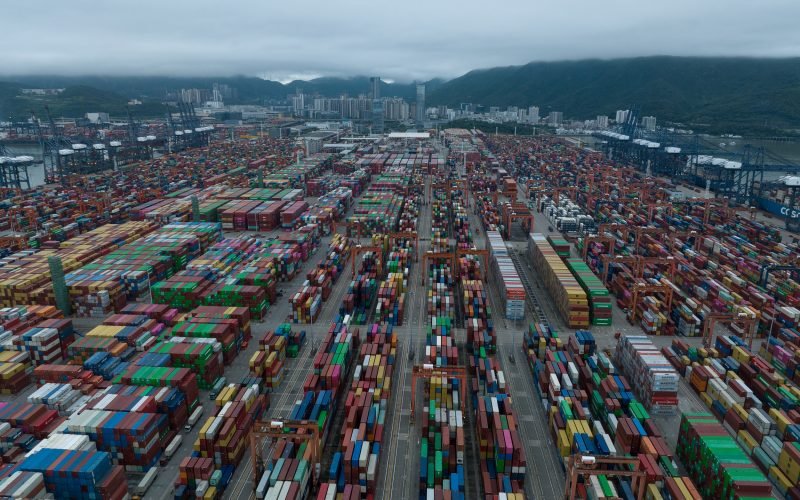 Aerial view of Yantian port in shenzhen city, China